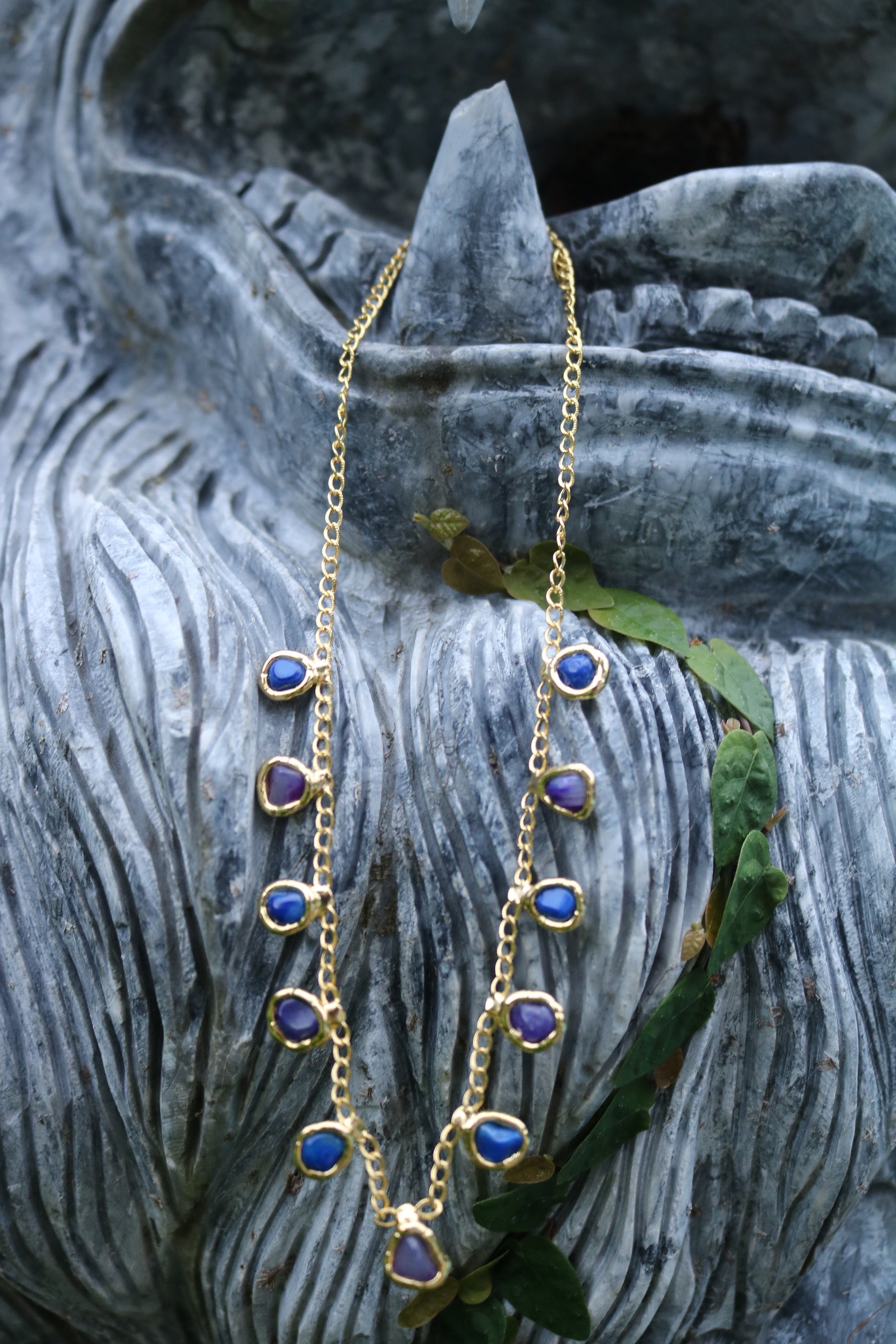 Blue & Purple Agate Gemstone Necklace - Tea & Tequila