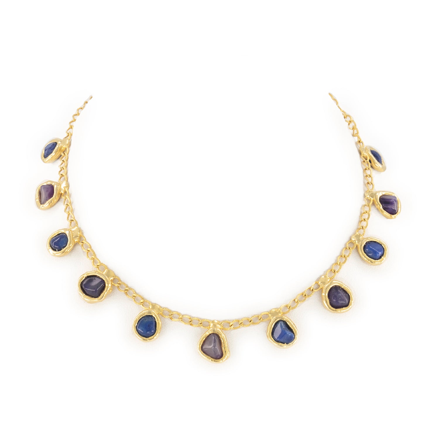 Blue & Purple Agate Gemstone Necklace - Tea & Tequila