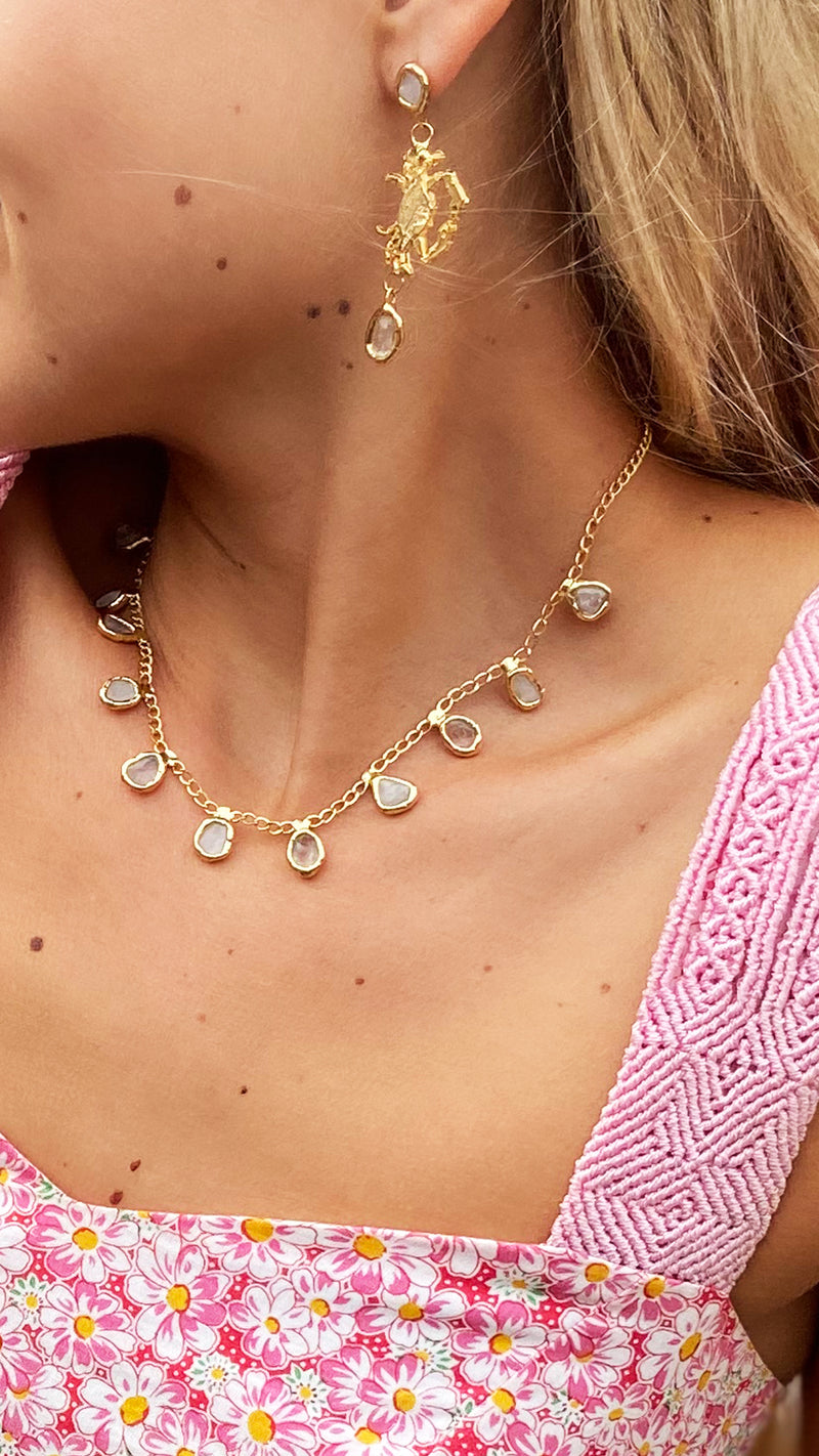 Clear Rose Gemstone Necklace - Tea & Tequila